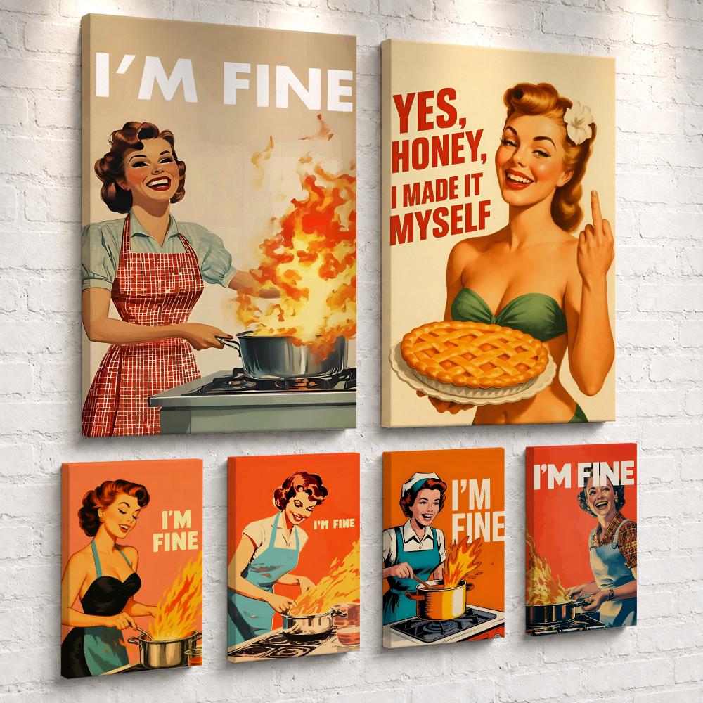 Home Cooking In - Quadro da Parete Incorniciato con Donna
