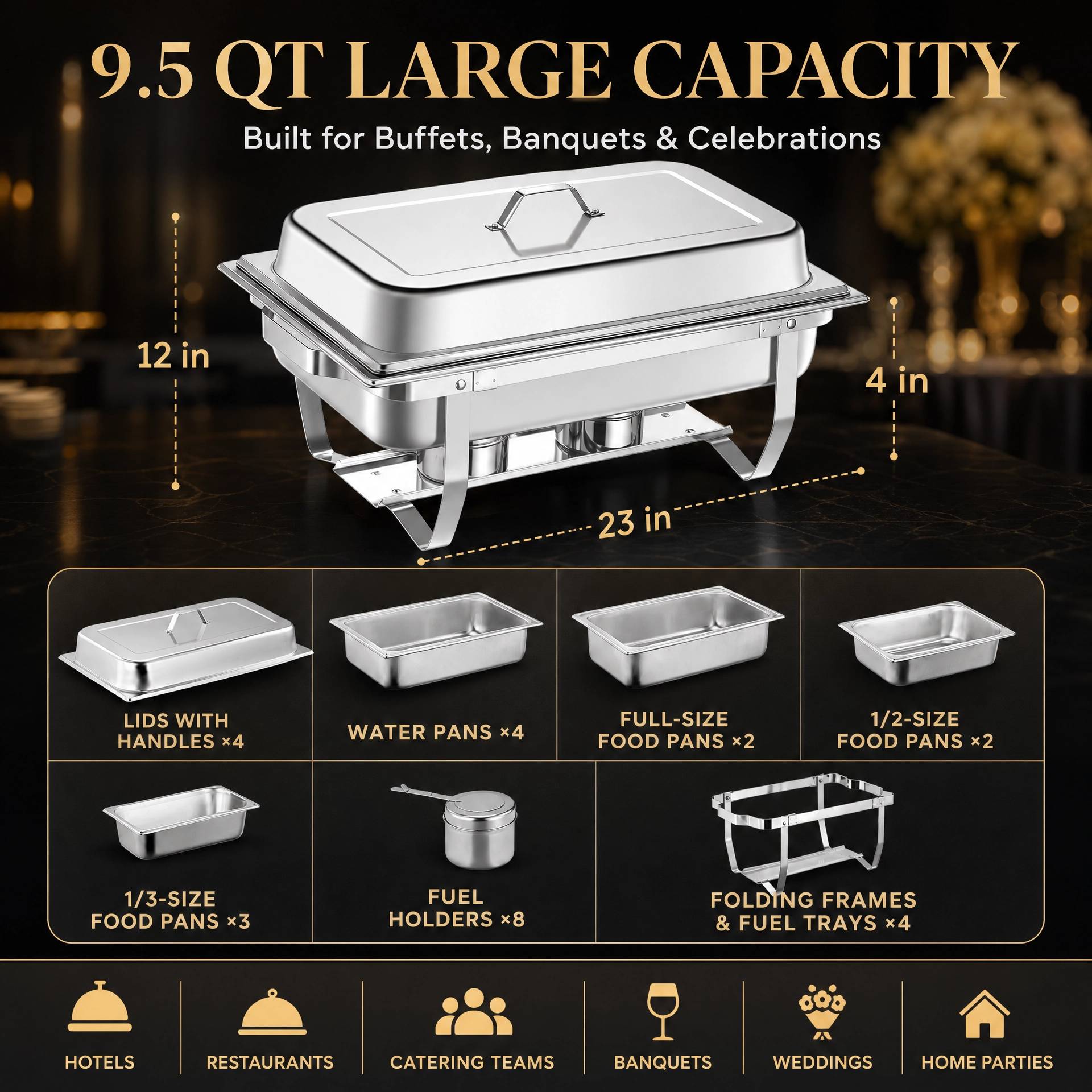 Set di 4 Chafing Dish in Accia - Paella Pan Steel recensione e prezzo